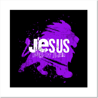 Jesus - Lion of Judah - Streetwear - Purple Posters and Art